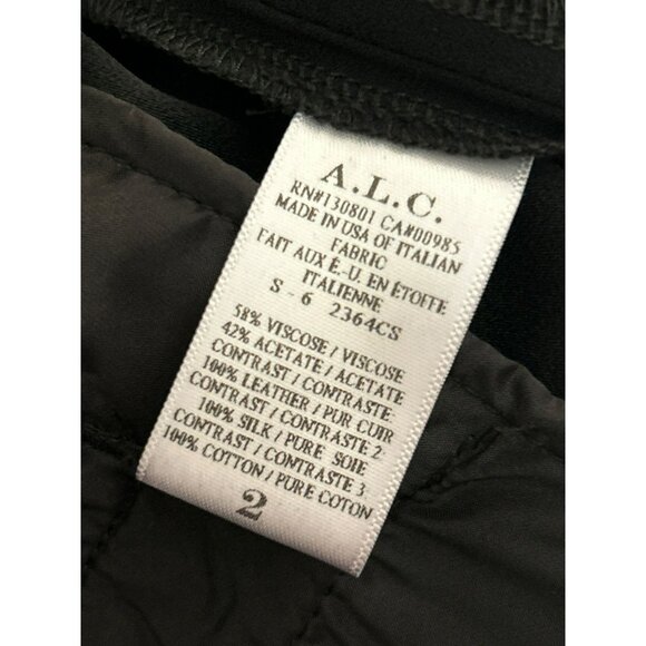 A.L.C Black Double Waist Trouser Pants Size 2 Leather Elastic Waist Quiet Luxury - Picture 6 of 7